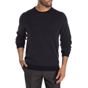 Toscano Mens Merino Wool Blend Crewneck Sweater Small Dark Navy
